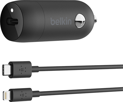 Belkin 20W Car Bundle with Type C to Lightning Cable - Black